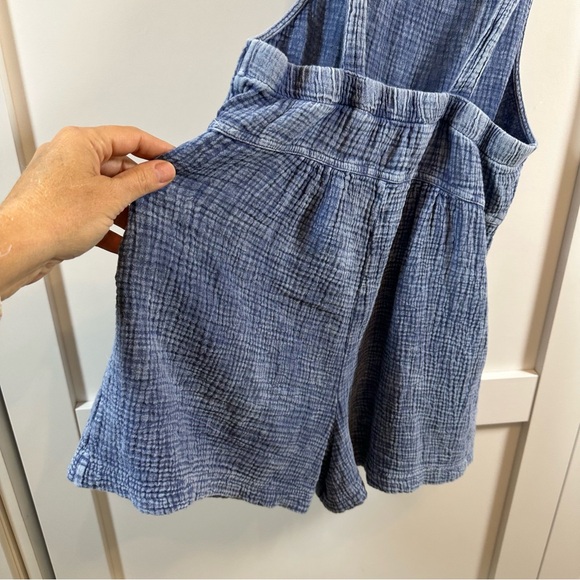 LaBiz Maronie Relaxed Gauze Blue Shortalls Jumper Romper Pockets Women’s XS - Picture 8 of 16